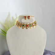 Flower enamel Coin choker